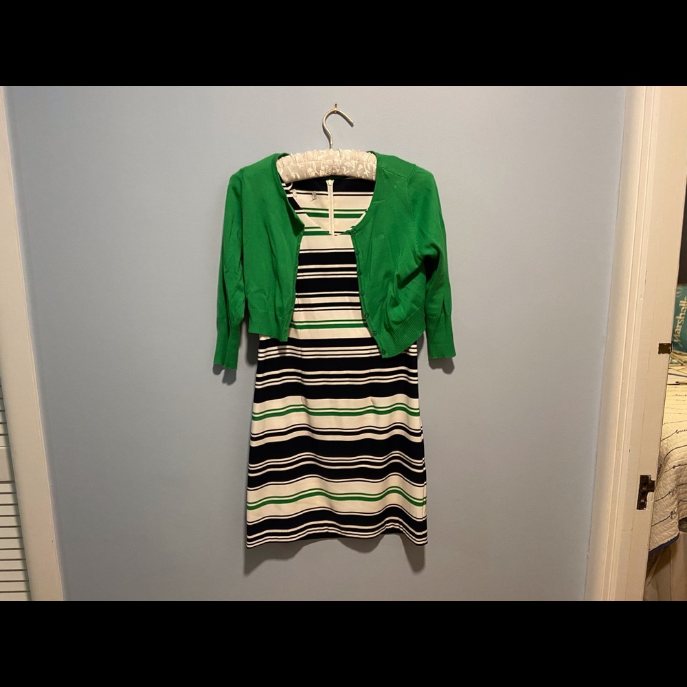 Dress Barn Dress Set Navy & Green